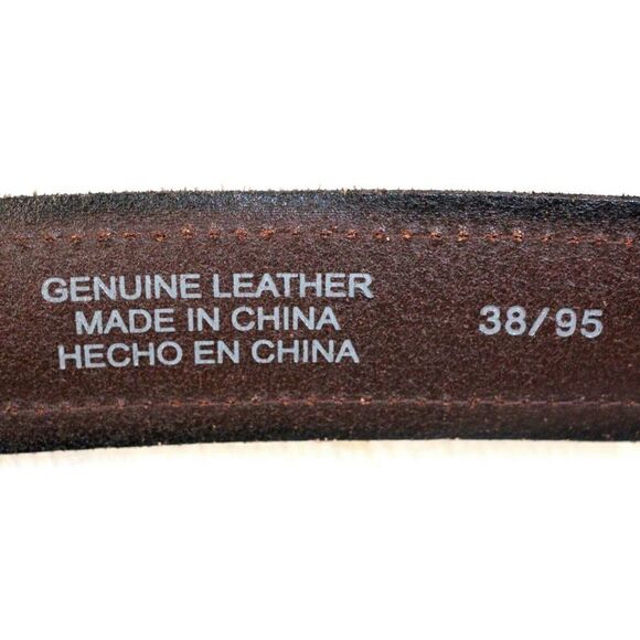 DOCKERS BLACK TRIM BROWN GENUINE LEATHER 1 3/8"W STITCH DRESS MEN'S BELT 38 (G54 - Picture 8 of 11